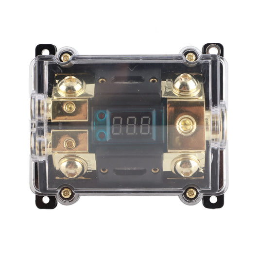 Universal Car Auto Fuse Holder 100A LED Digital 1 in 2 Out Audio Amplifier Fuse Holder